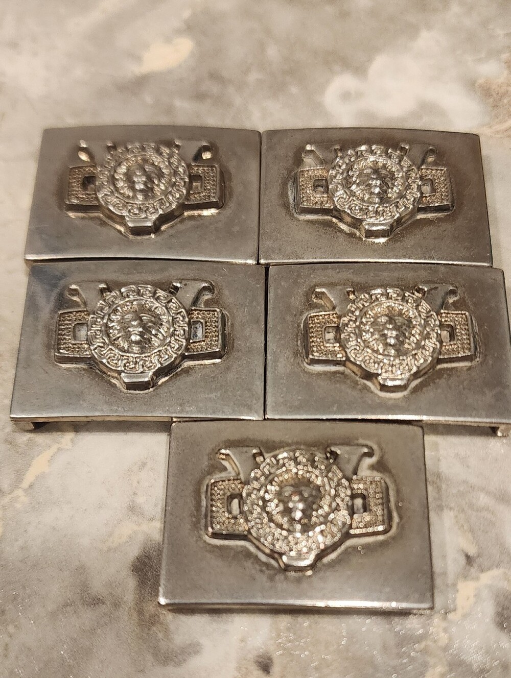 Vintage Silver-Tone Belt Buckle Set with Decorative Crest